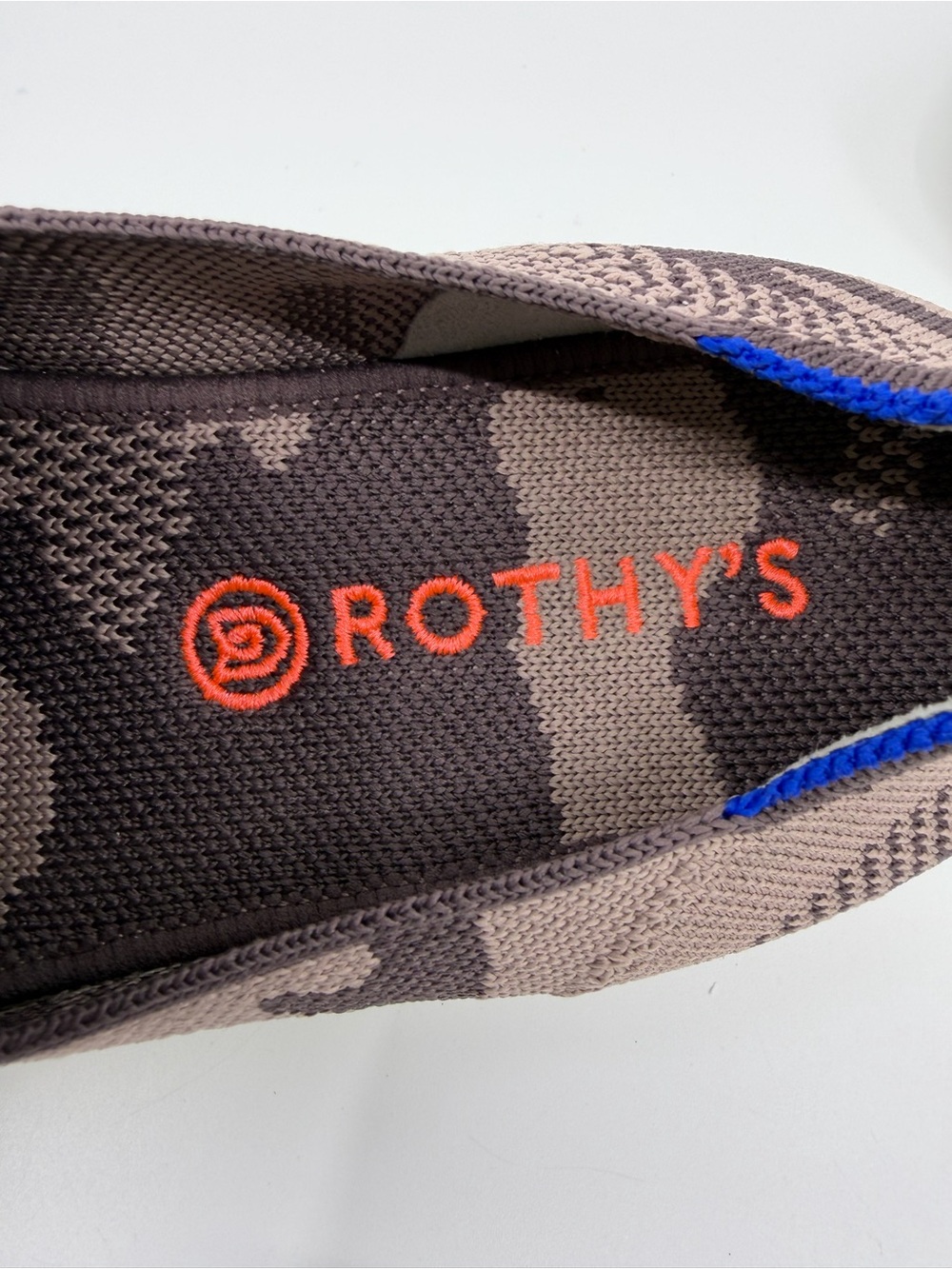Rothy's women's slip-on sneakers feature a retired taupe camo knit pattern. SZ 7 - Picture 7 of 10